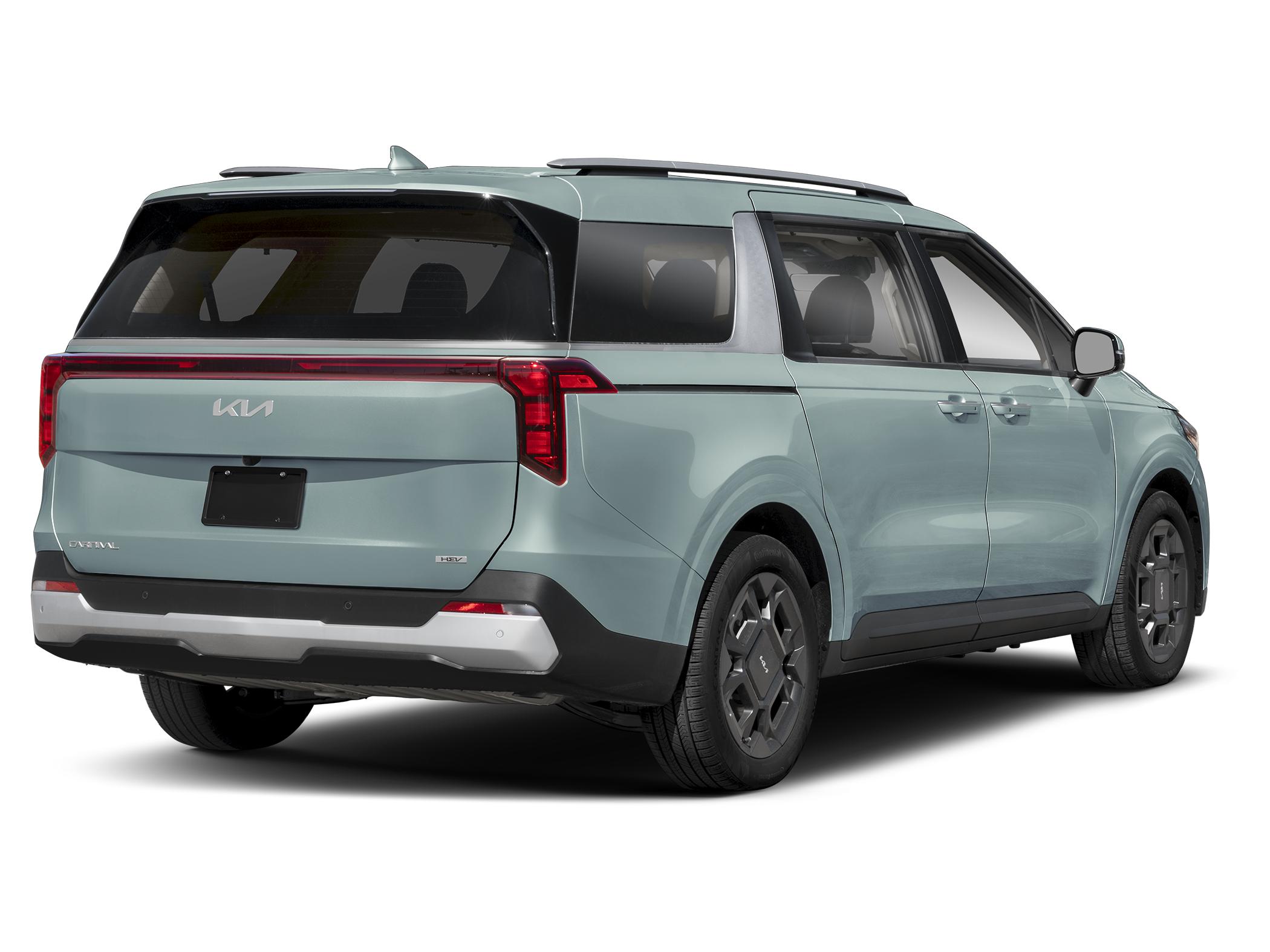 2027 Kia carnival EX Hybrid — rear three-quarter view