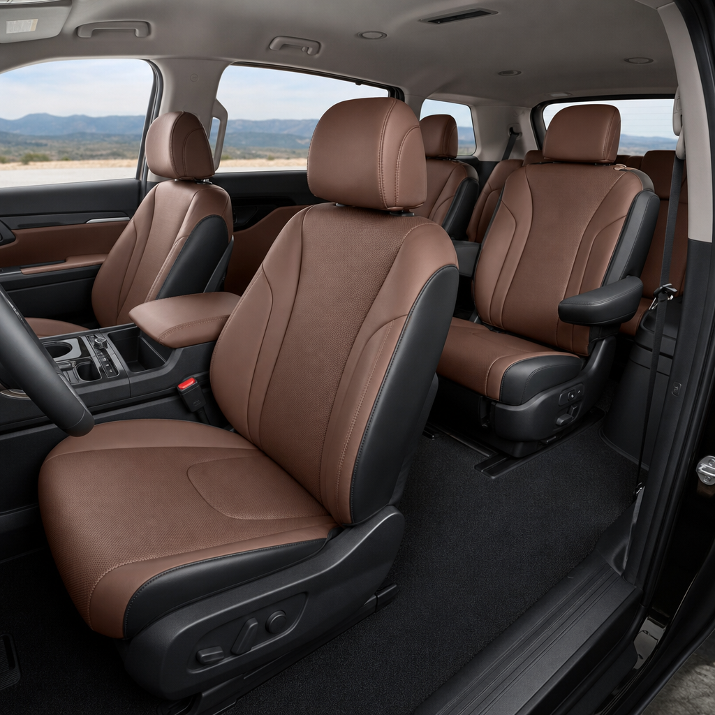 2027 Kia carnival EX — Tuscan Umber/off-black Leather