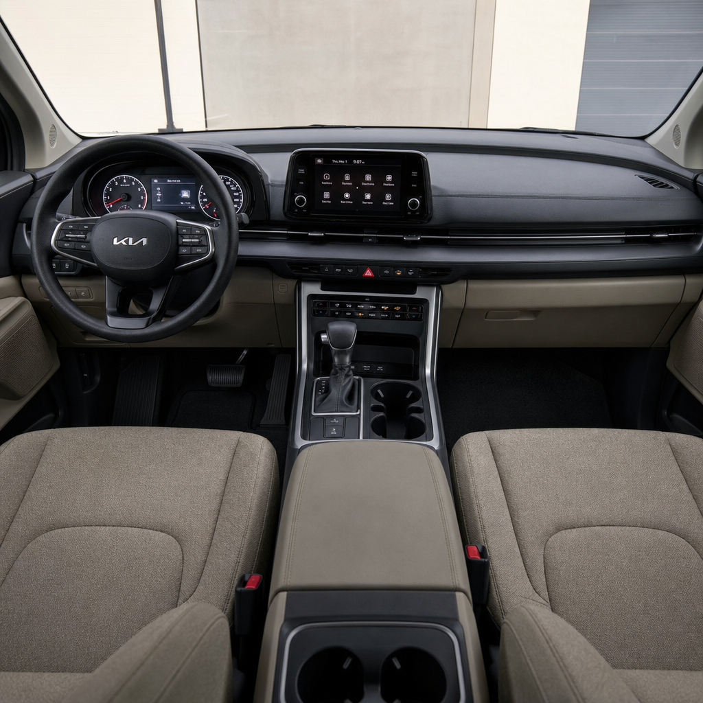 2027 Kia carnival LX — Taupe/off-black Cloth